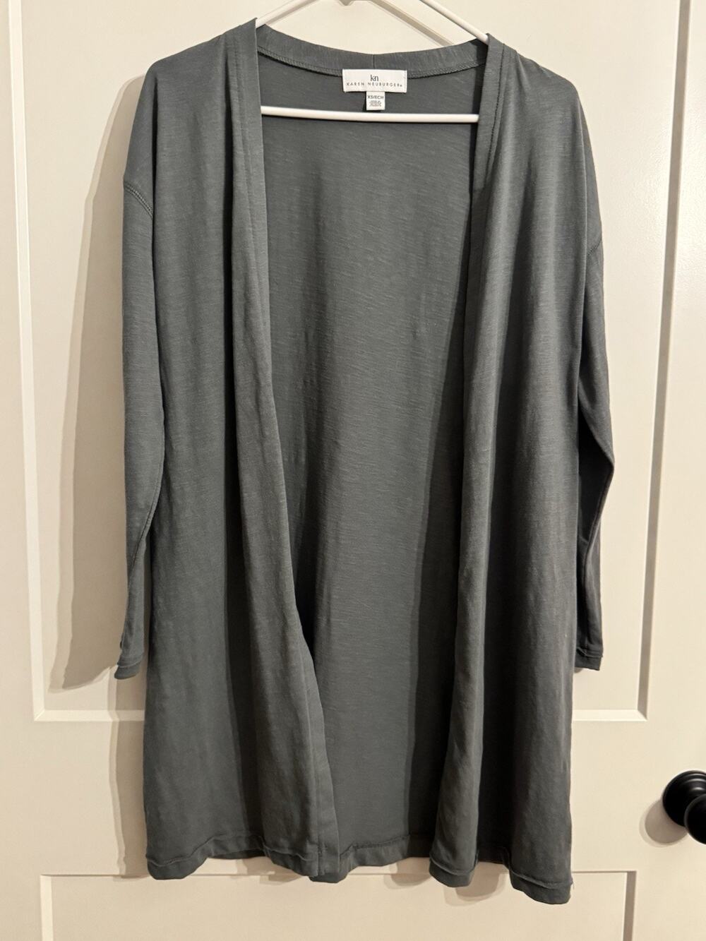 Karen Neuburger Cardigan XS Open Front Lightweight Gray Travel Capsule Office